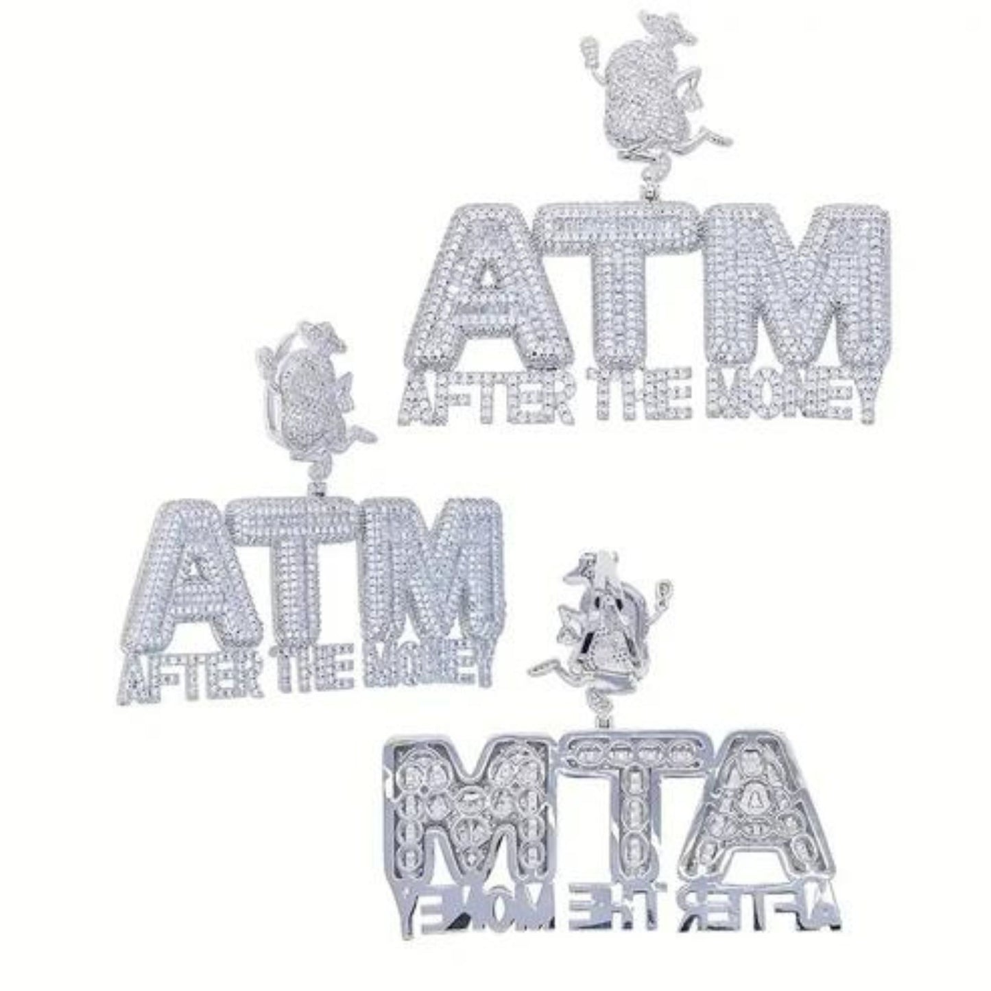 a group of silver letters with diamonds