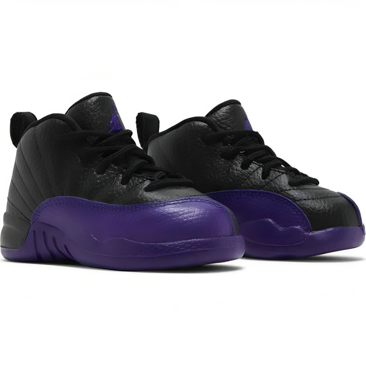 a pair of black and purple shoes