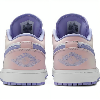 a pair of pink and purple sneakers