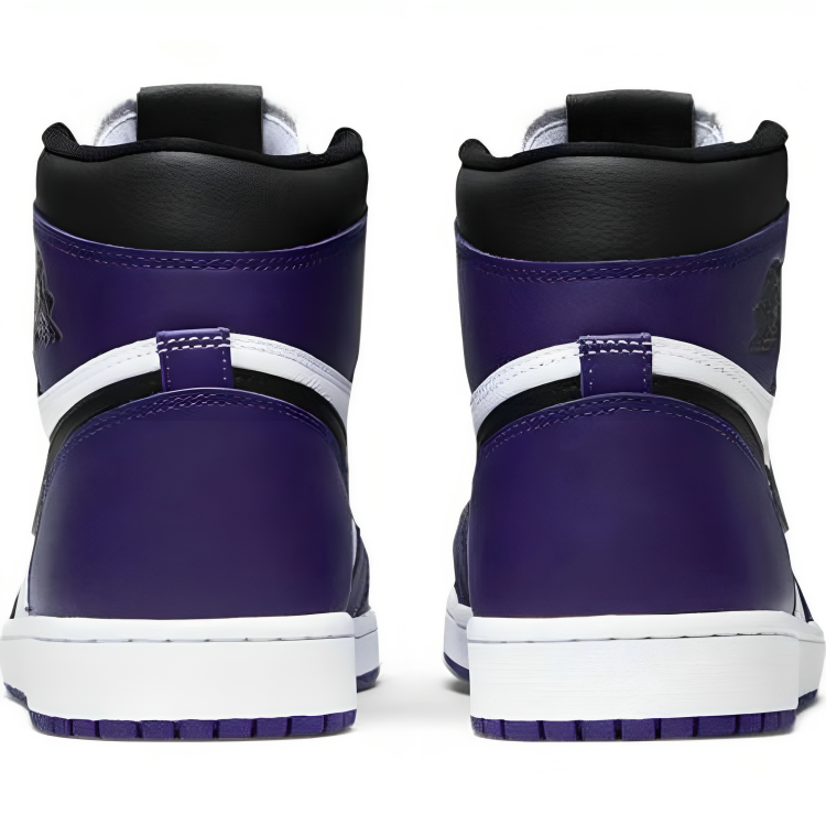a pair of purple and black shoes