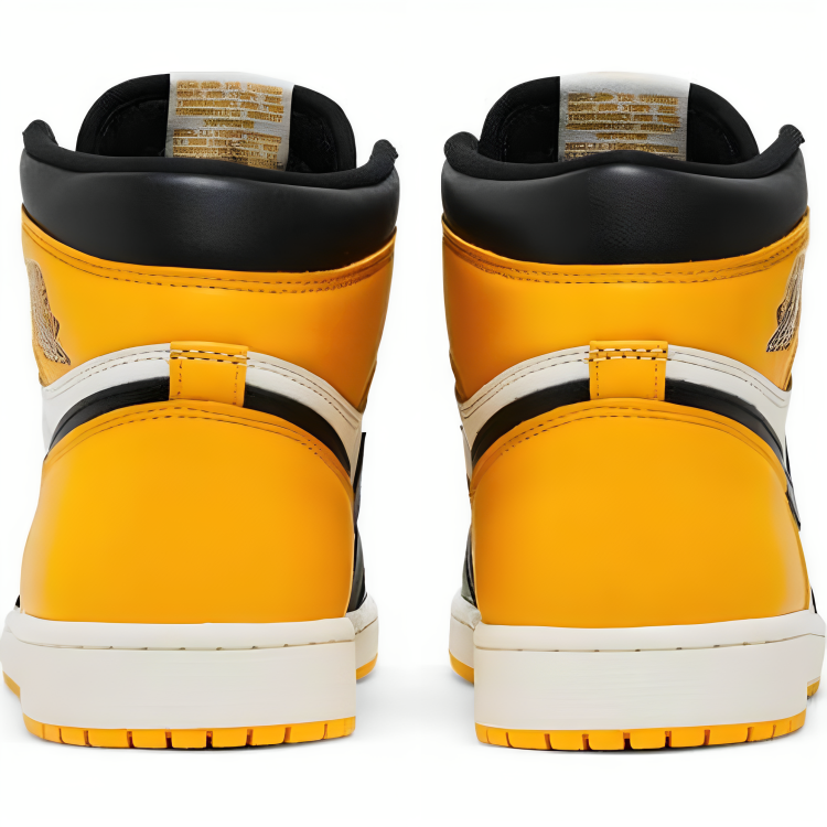a pair of yellow and black shoes