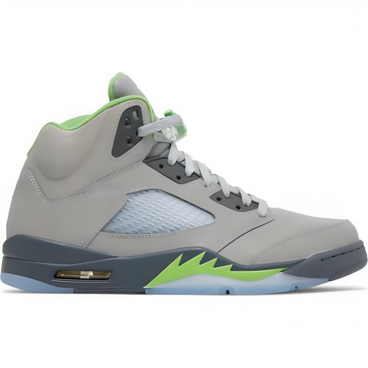 a grey and green basketball shoe