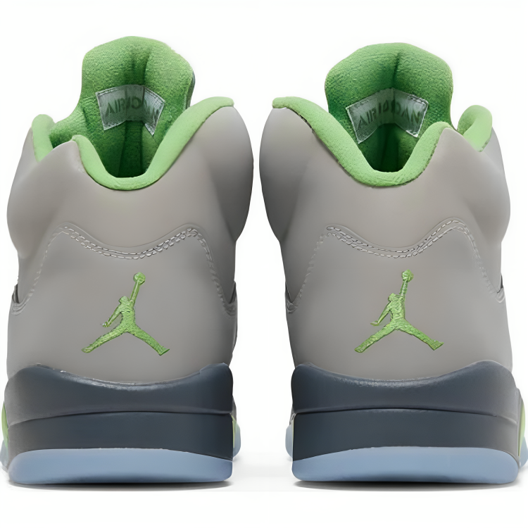 a pair of grey and green shoes