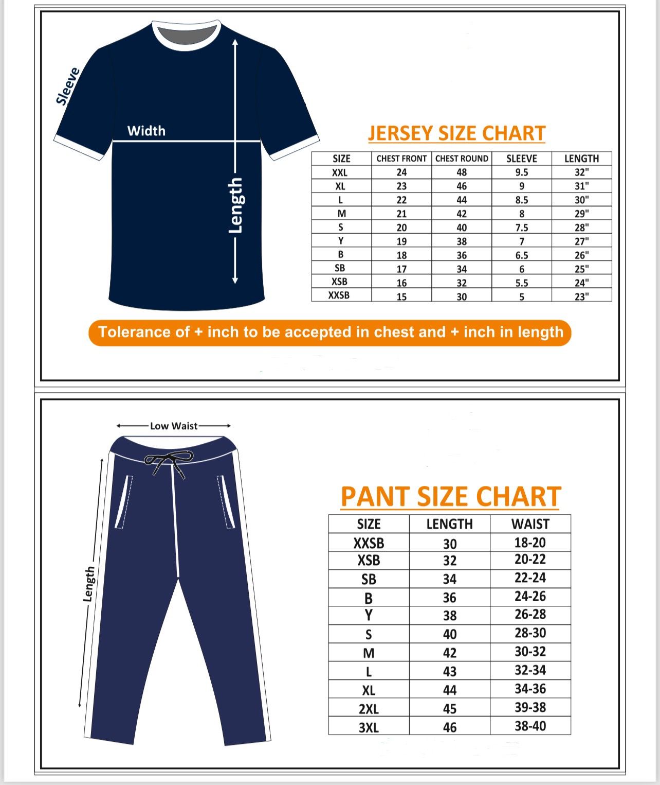 the size chart for a men's t - shirt and pants