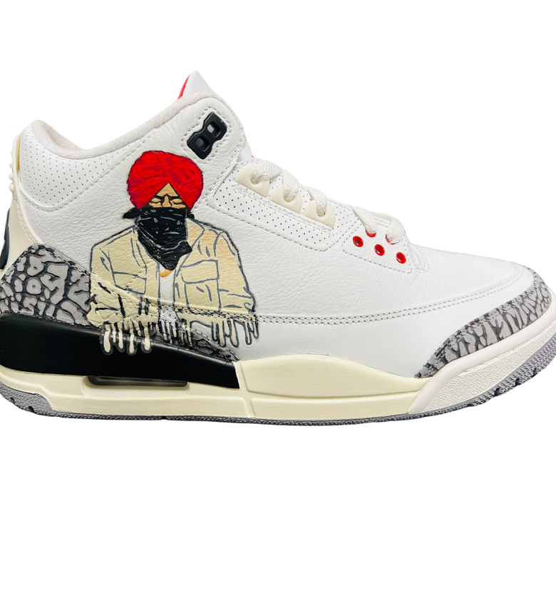 a white shoe with a picture of a person 
