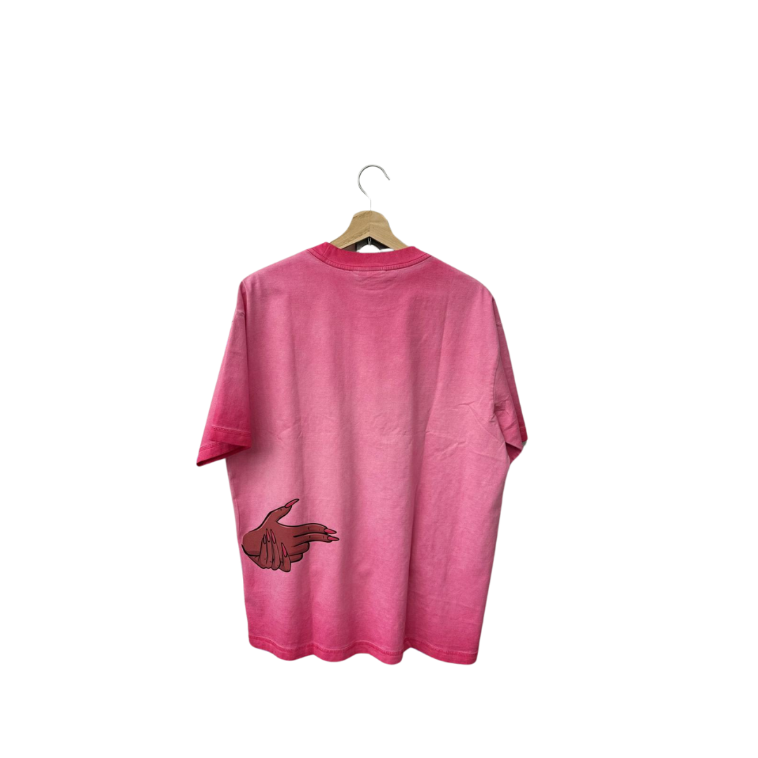 a pink shirt on a swinger