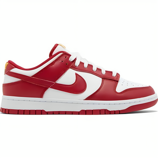 a red and white tennis shoe