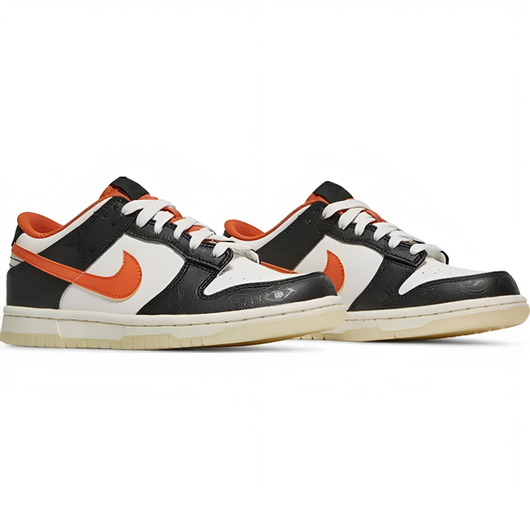 a pair of black and orange shoes