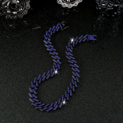 a blue necklace on a black surface