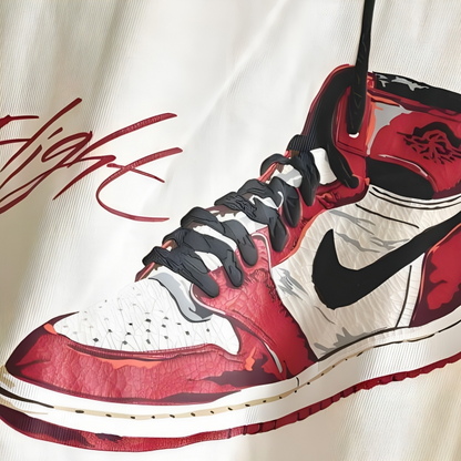 a red and white shoe