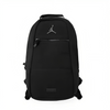 a black backpack with a logo on it
