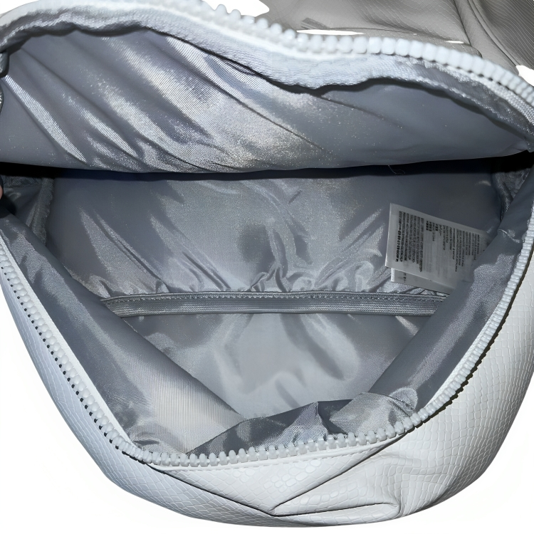 a white bag with zipper