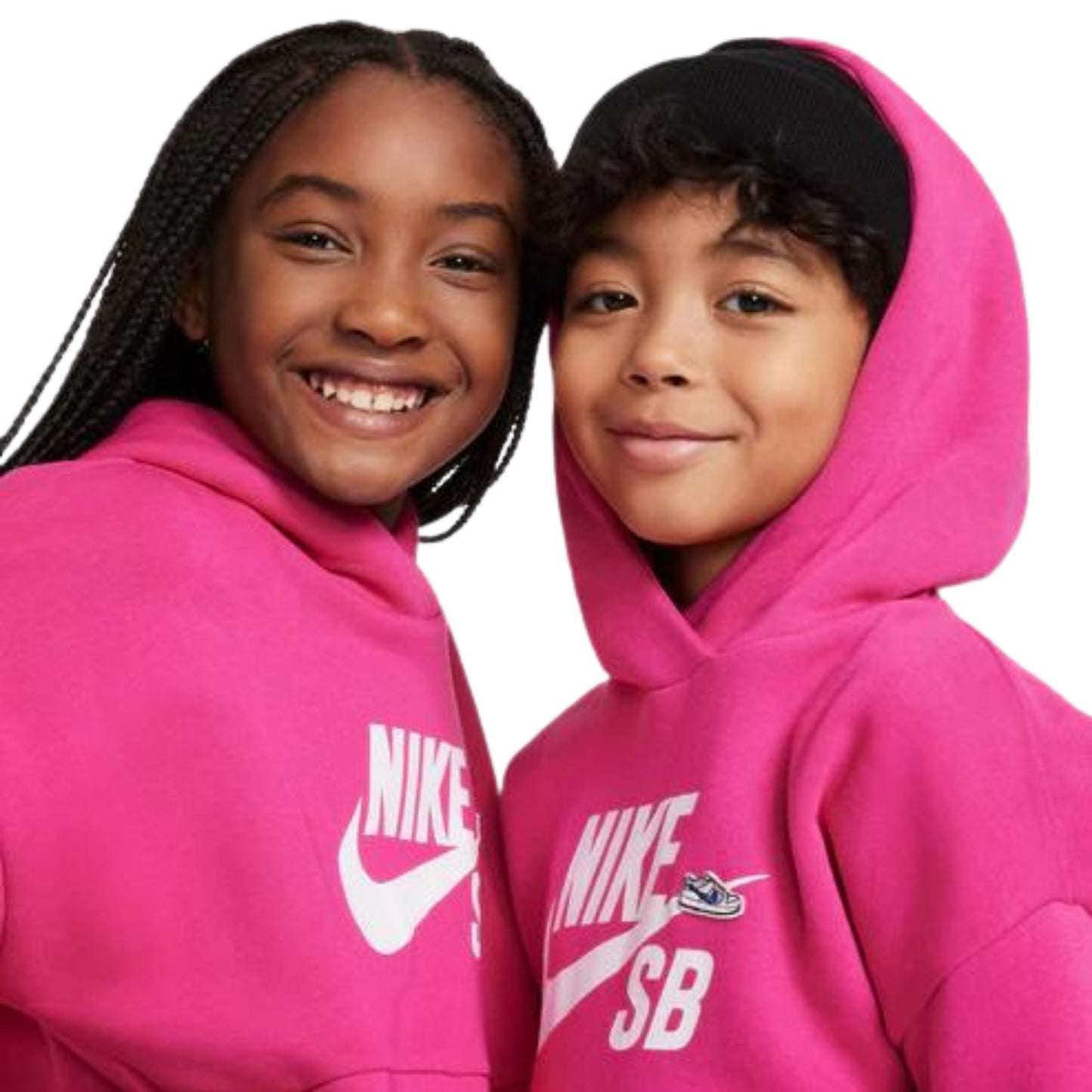 a close up of a nike pink hoodie
