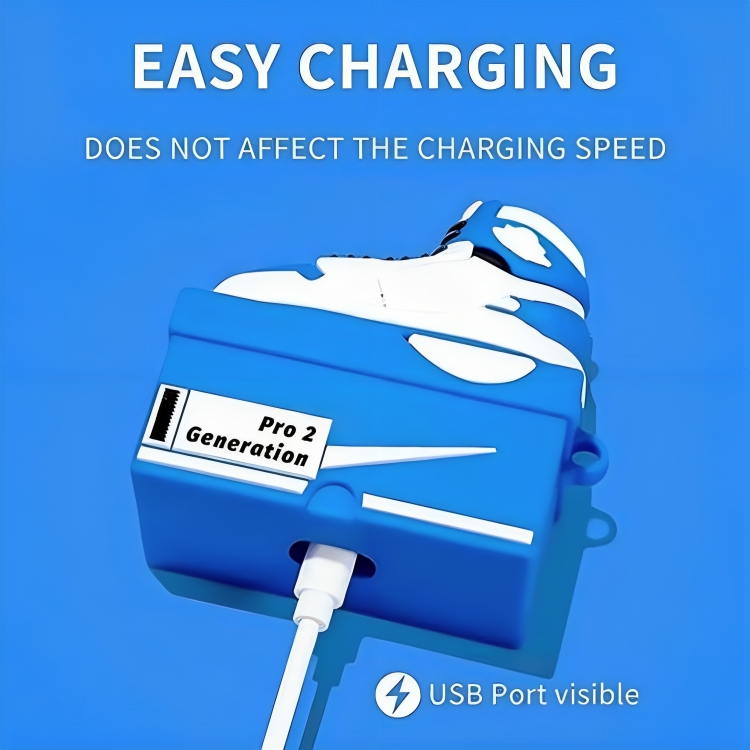 a blue and white charging device