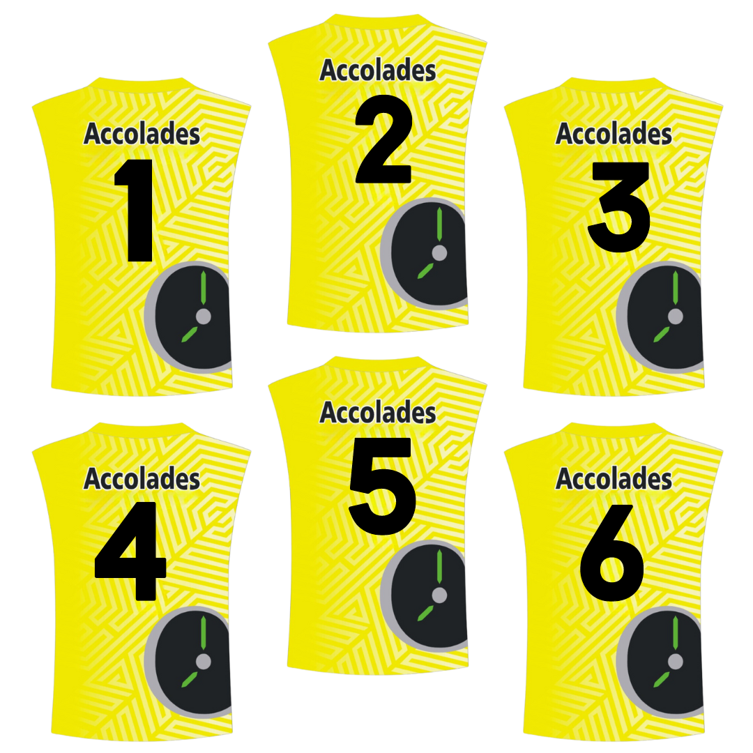 a yellow jersey with black text and numbers