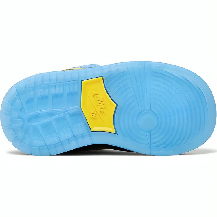 a blue and yellow shoe sole