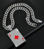 Hip Hop Red Heart Poker Pendant Necklace