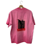 a pink shirt with a black background