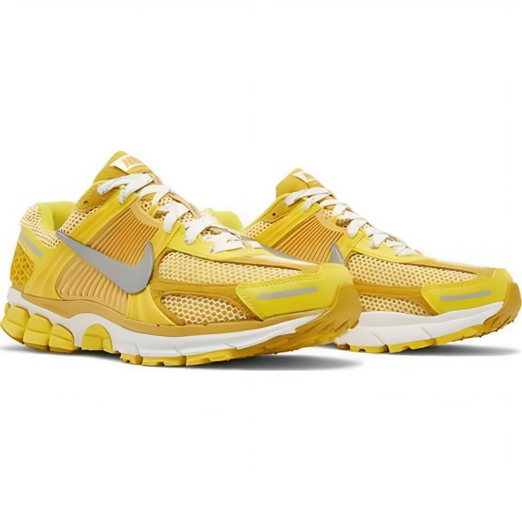 a pair of yellow sneakers